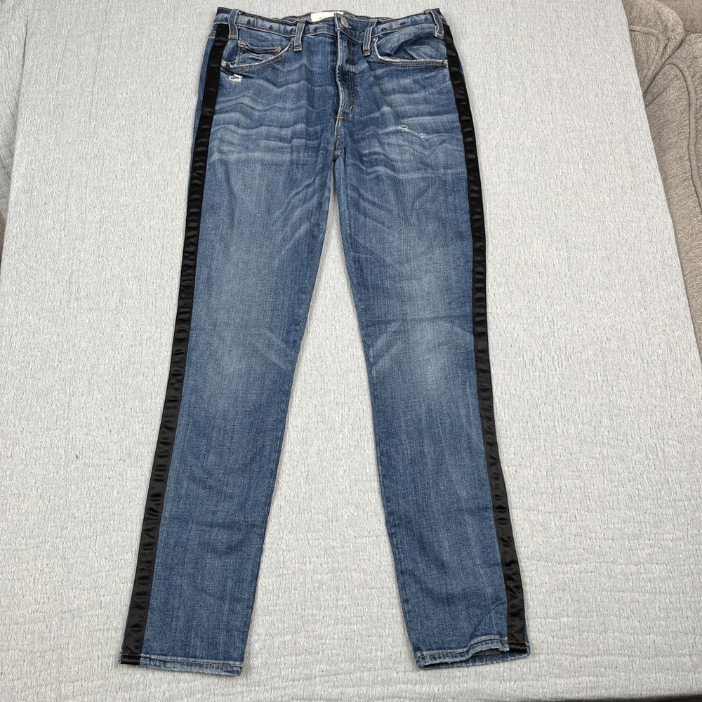 Mcguire Denim‎ Blue Vintage Slim Jeans Black Satin Tuxedo Stripe 29 Waist